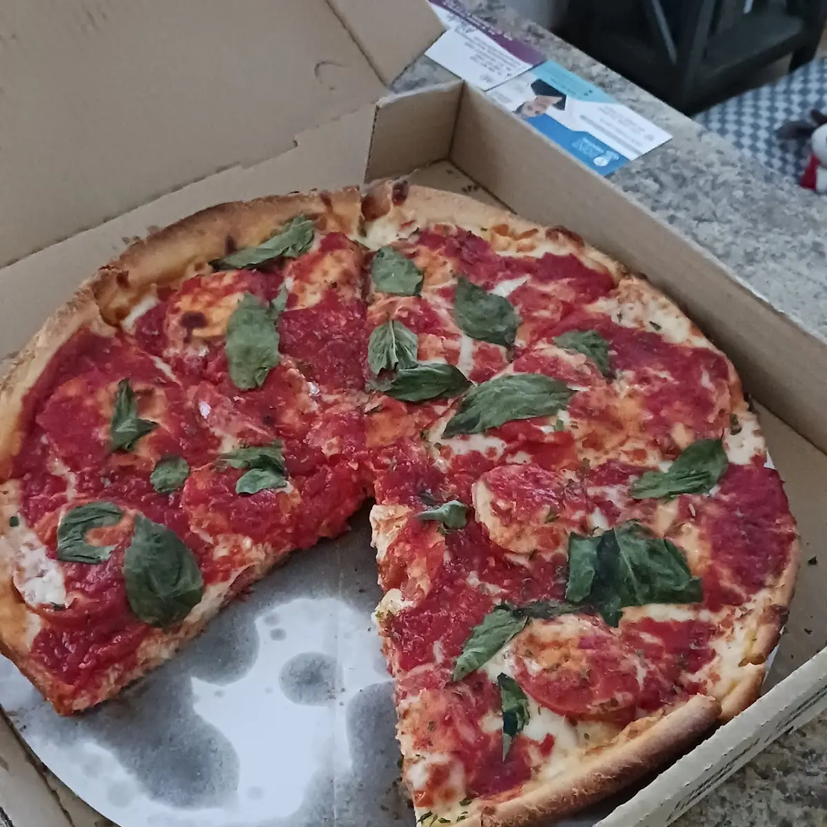 Deep Dish Pan Pizza Pepperoni Tomato Basil