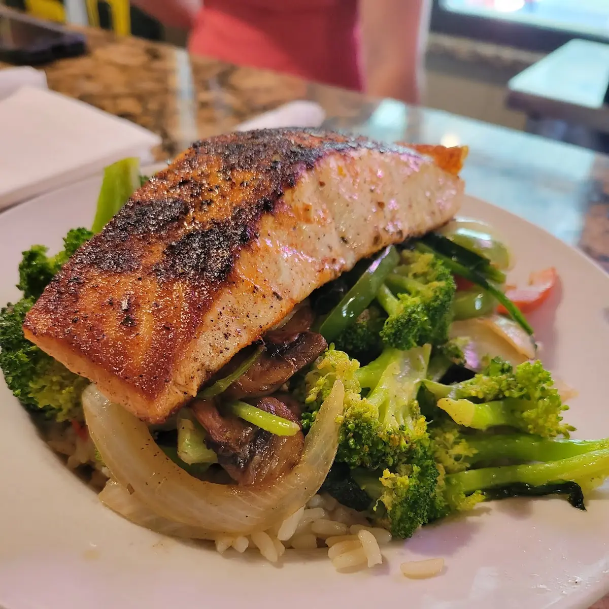 Veggie Bowl w Blackened Salmon