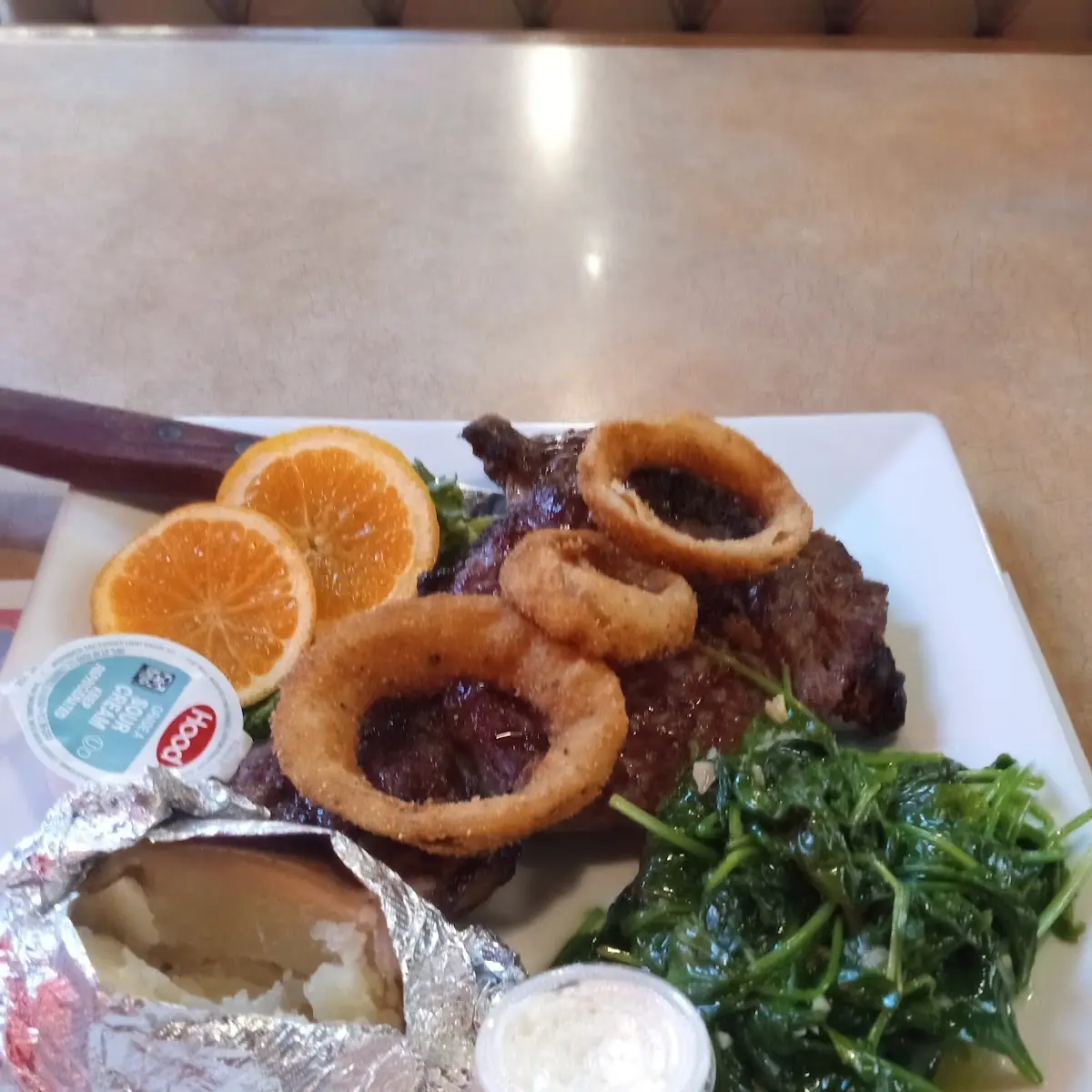 Rib Eye Spinach Backed Potato