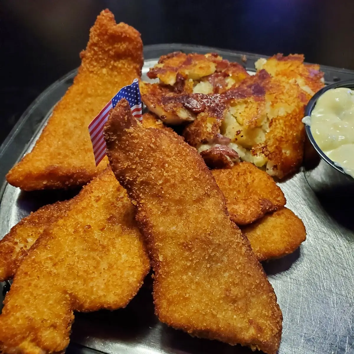 Fried Fish with Fried Mashed Potatoes