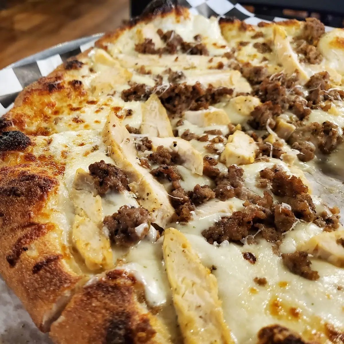 Alfredo Chicken Sausage Pizza
