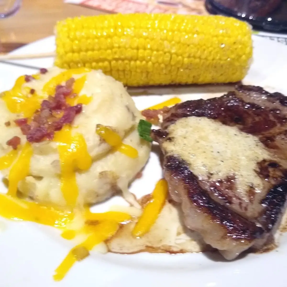 10oz Top Sirloin Stake Loaded Mashed Potatoes and Corn on the Cob