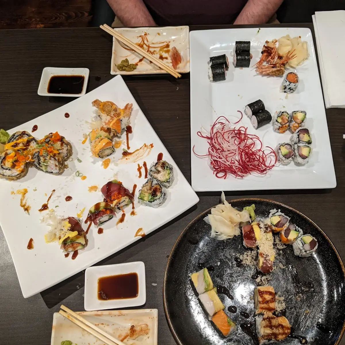 Aftermath of Our Assorted Sushi and Sashimi