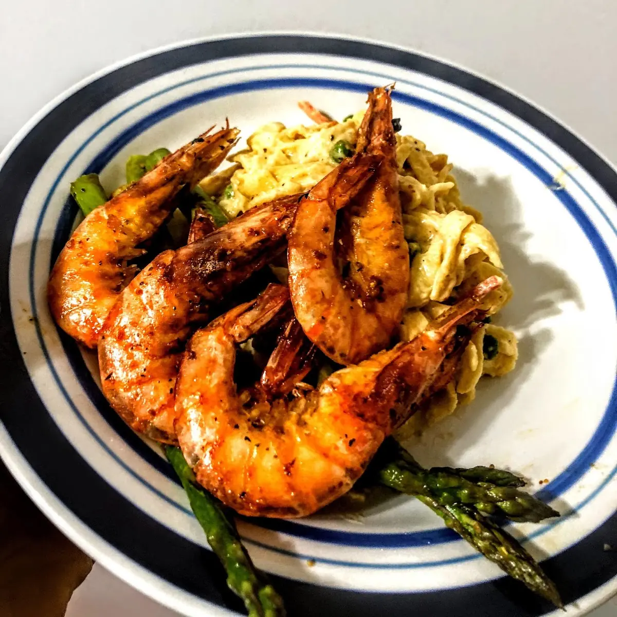 Fried Yam with Grilled Shrimp