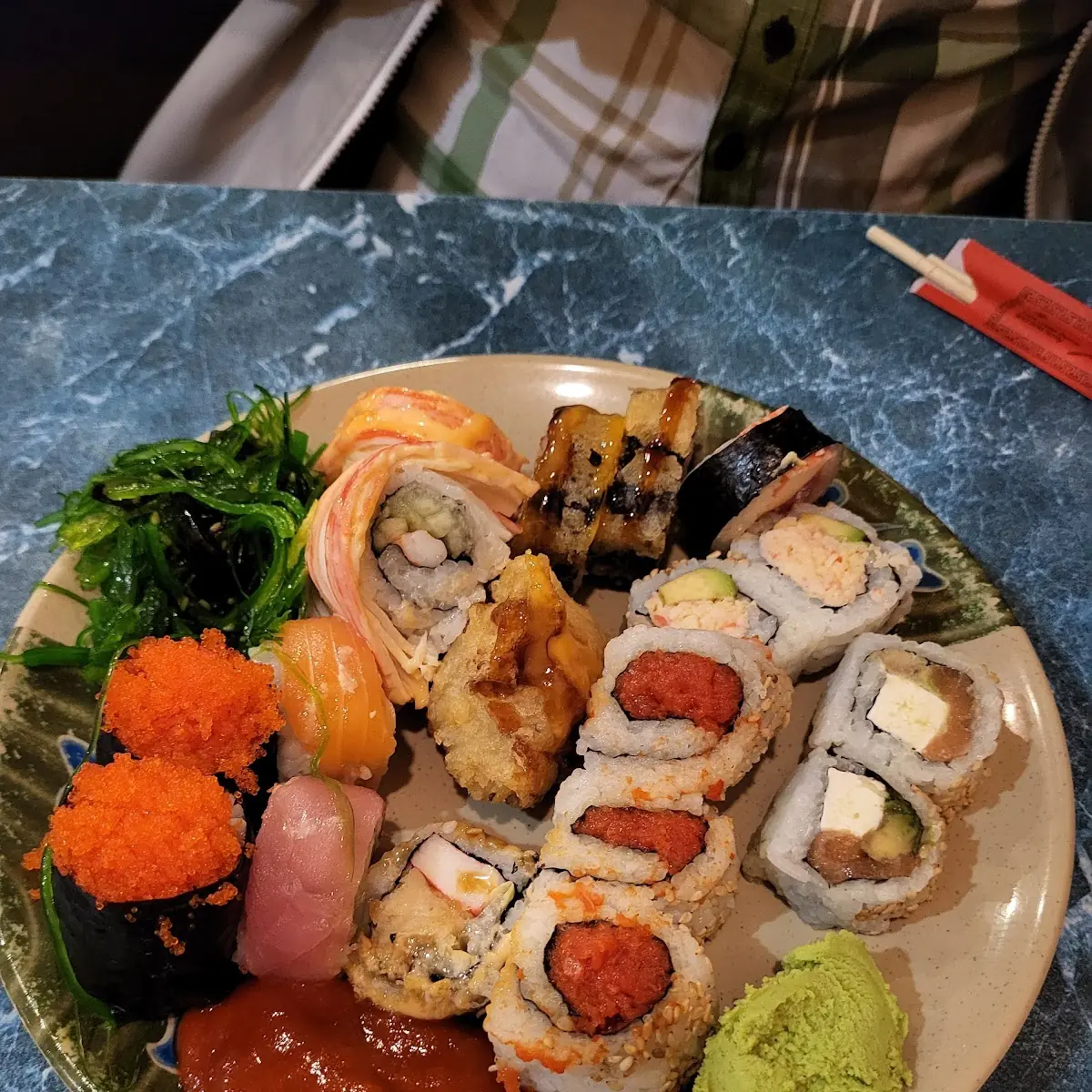 Assorted Sushi Rolls and Seaweed Salad
