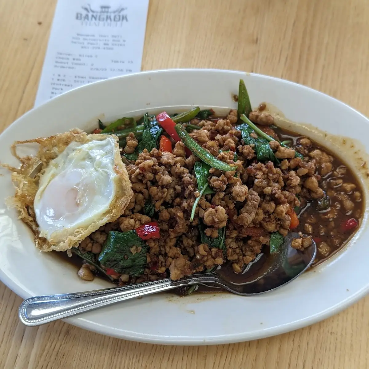 Stir-Fried Basil Pork w Steamed White Rice