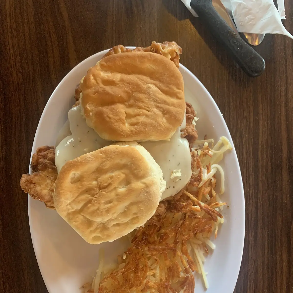 Chicken Fried Steak and Eggs Hash Browns