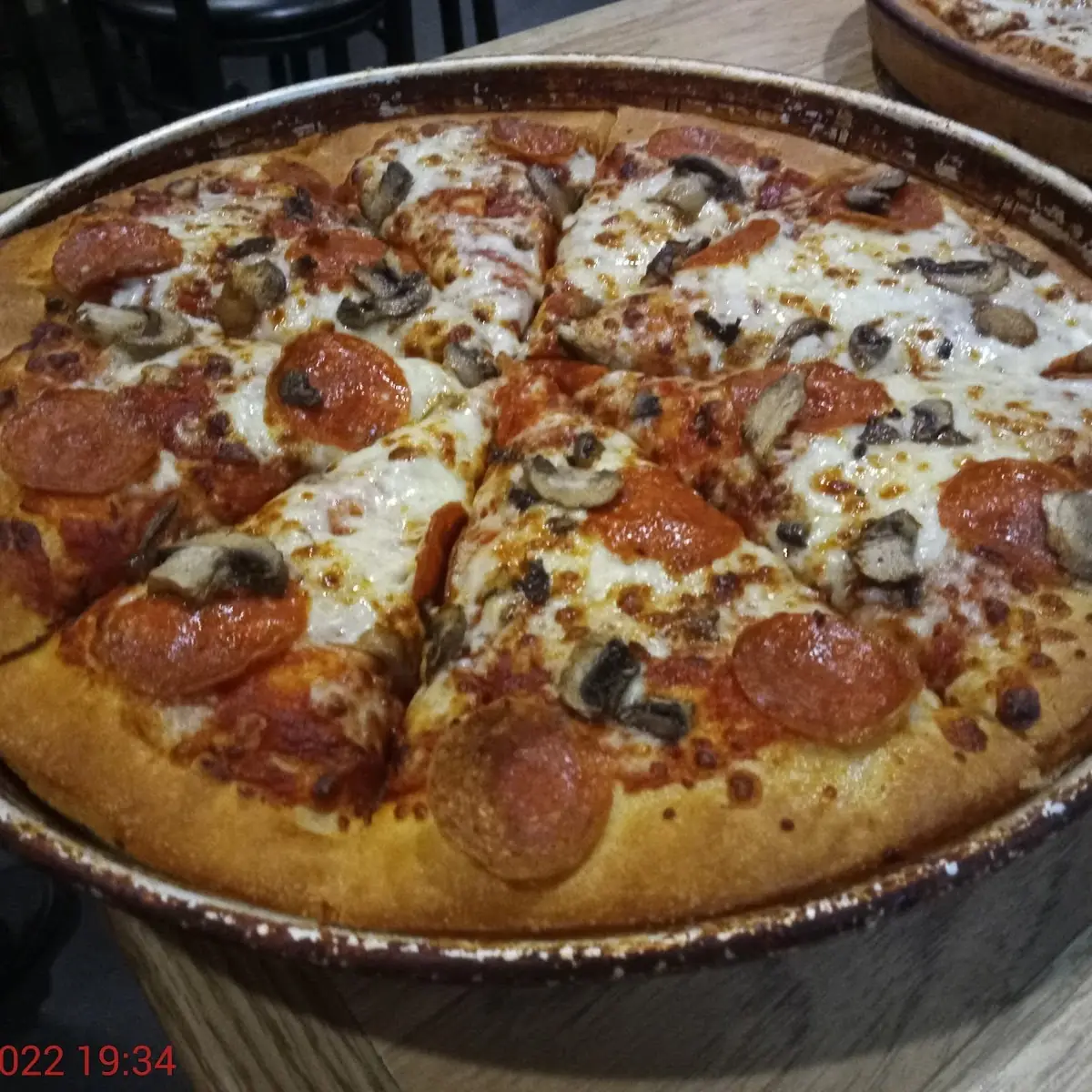 Deep Dish Pepperoni and Mushrooms