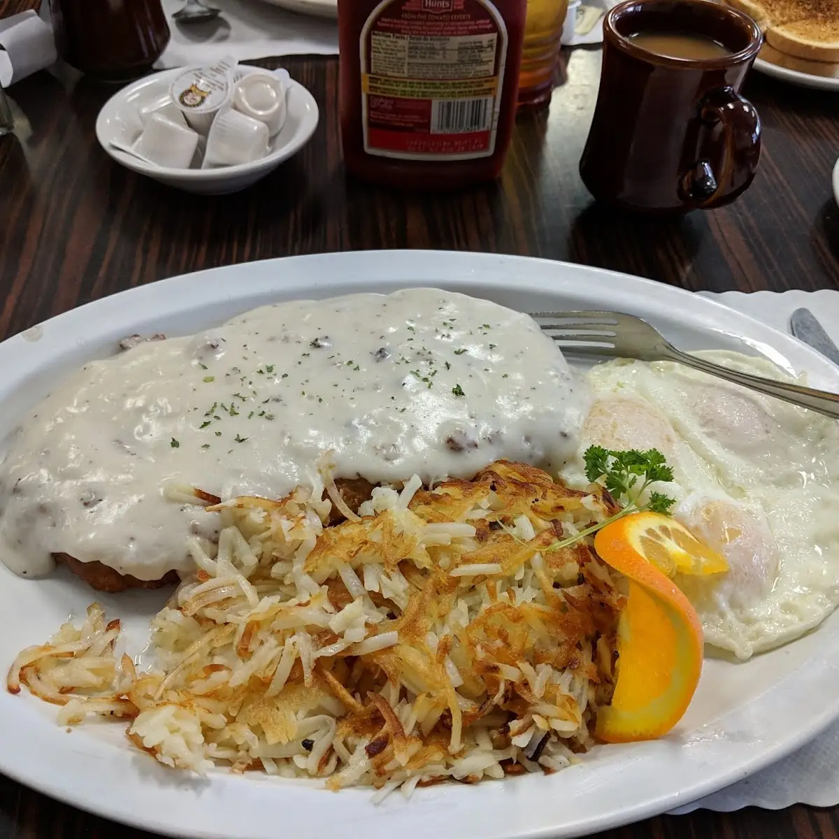 Chicken Fried Steak Hash Browns Eggs