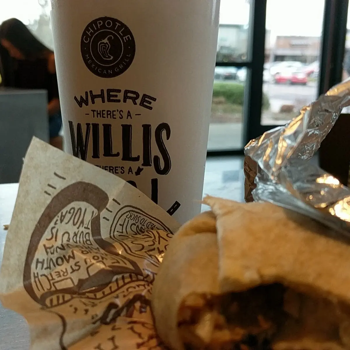 Chicken Burrito and Coke