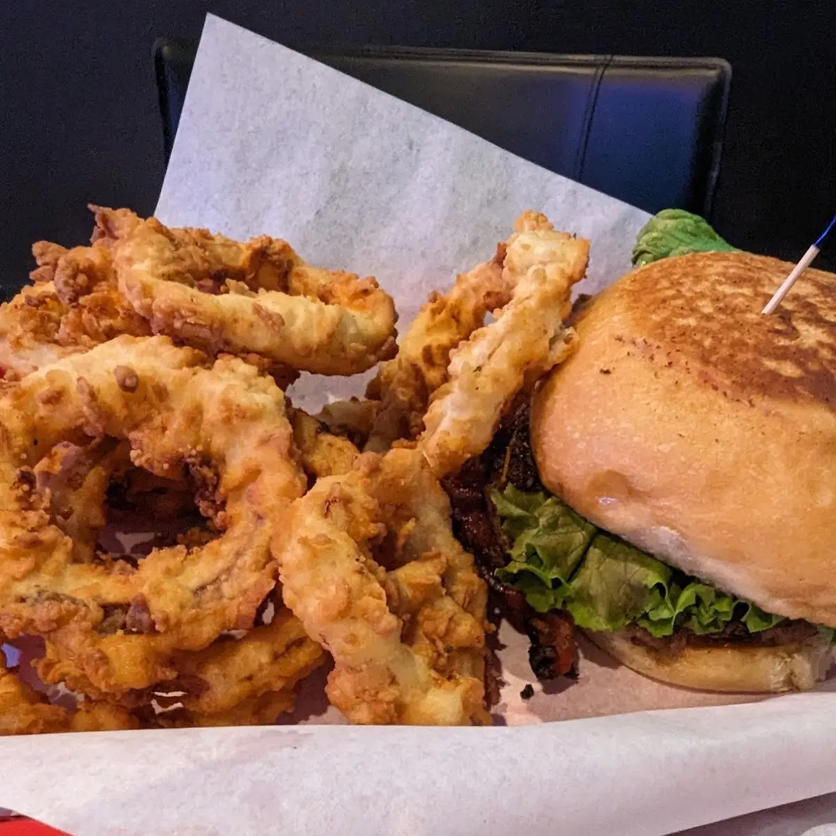 Bacon Cheeseburger with Onion Rings