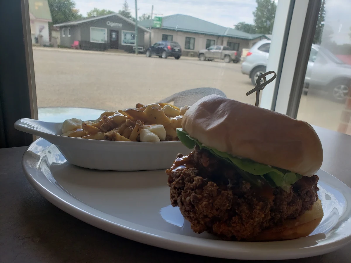 Crispy Chicken Burger with Poutine