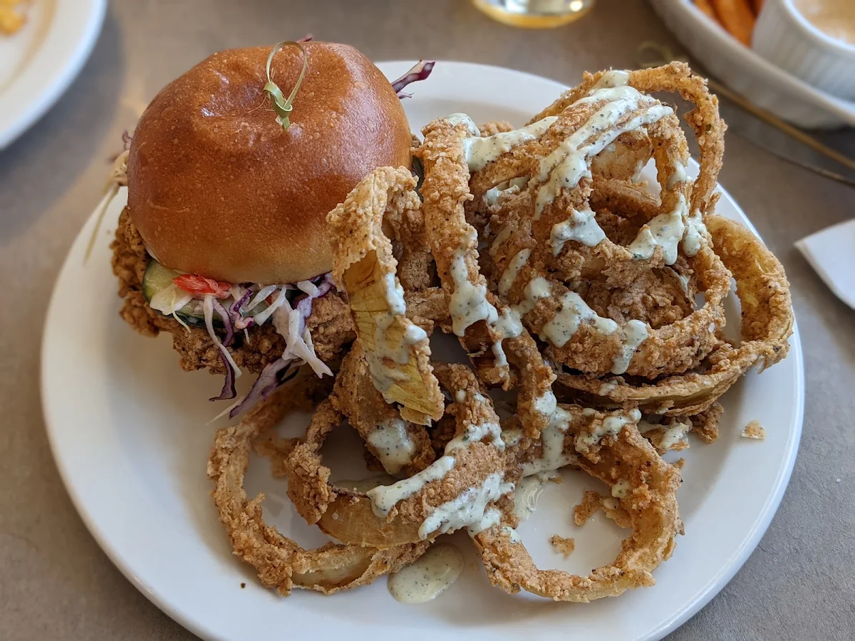 Crispy Chicken Sandwich and Onion Rings