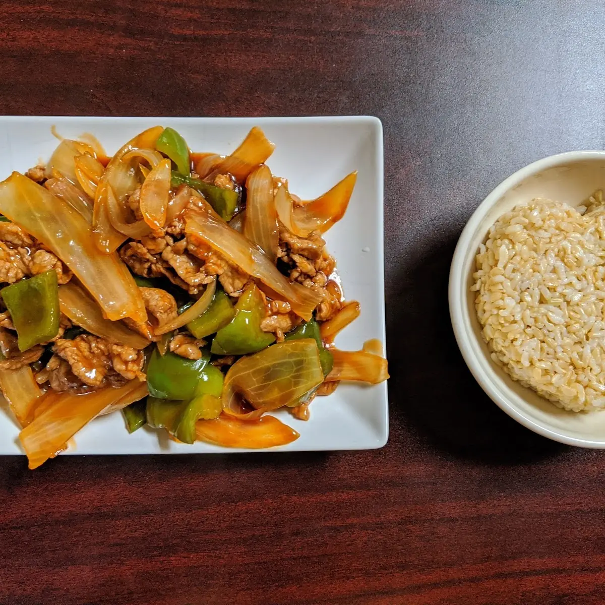 Black Pepper Beef with Onions and Peppers
