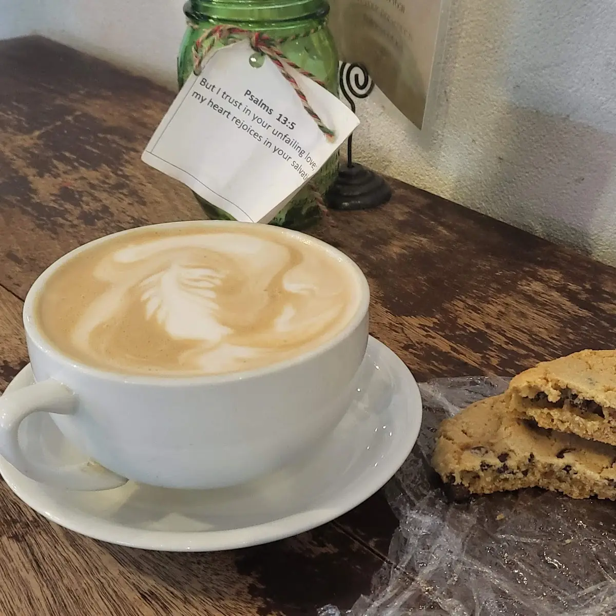 Latte and Chocolate Chip Cookie