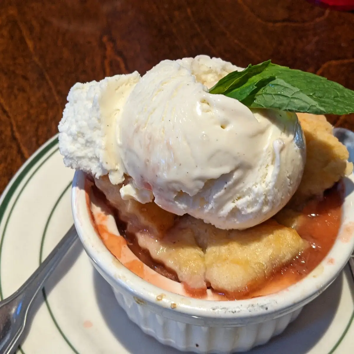 Strawberry Rhubarb Pie with Vanilla Ice Cream