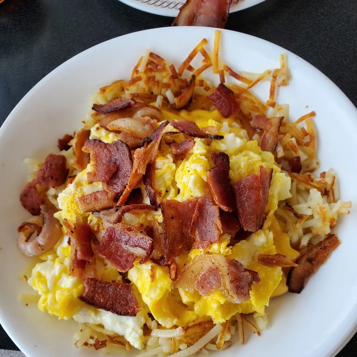 Bacon Eggs and Cheese Hash Browns Bowl