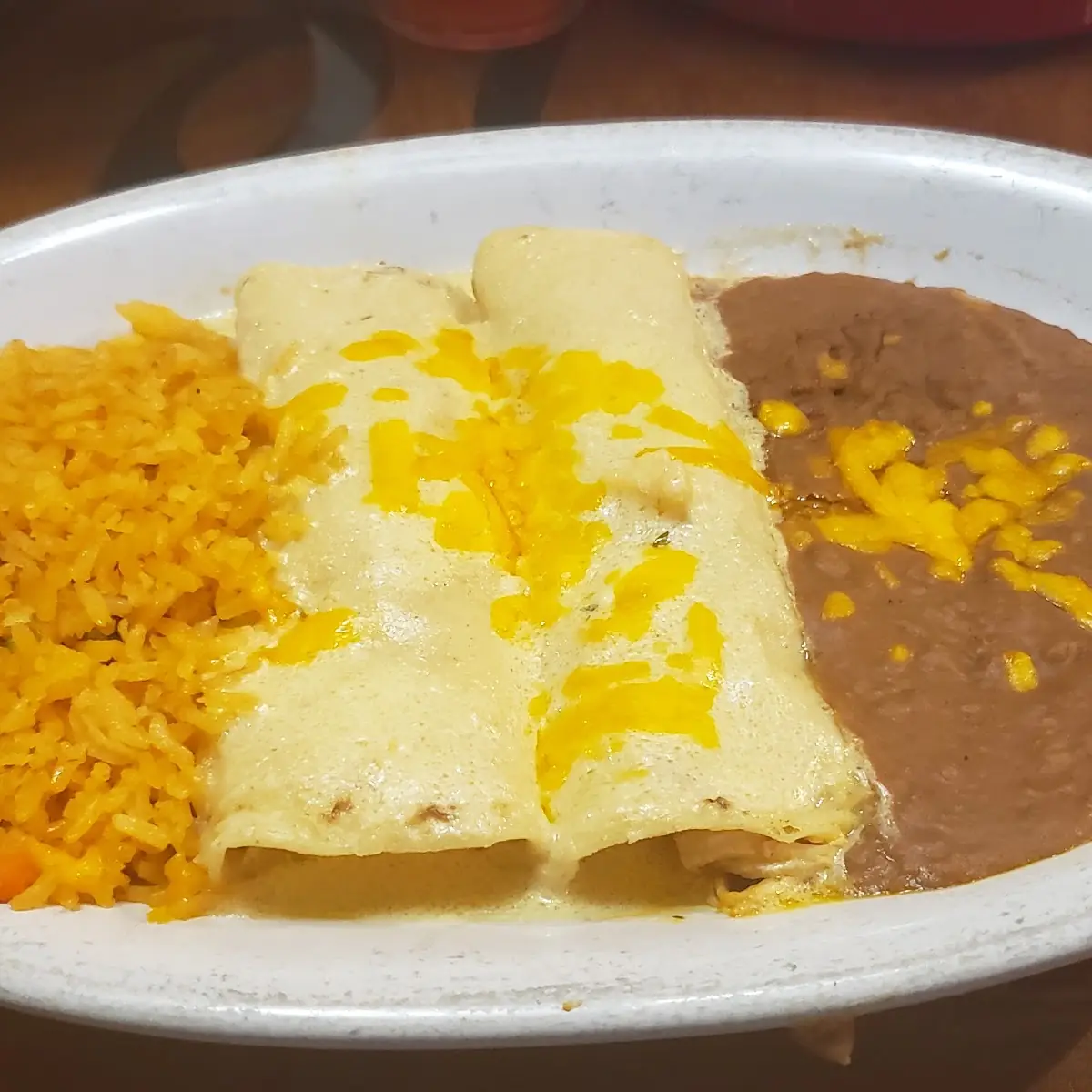 Chicken Enchiladas with Beans and Rice