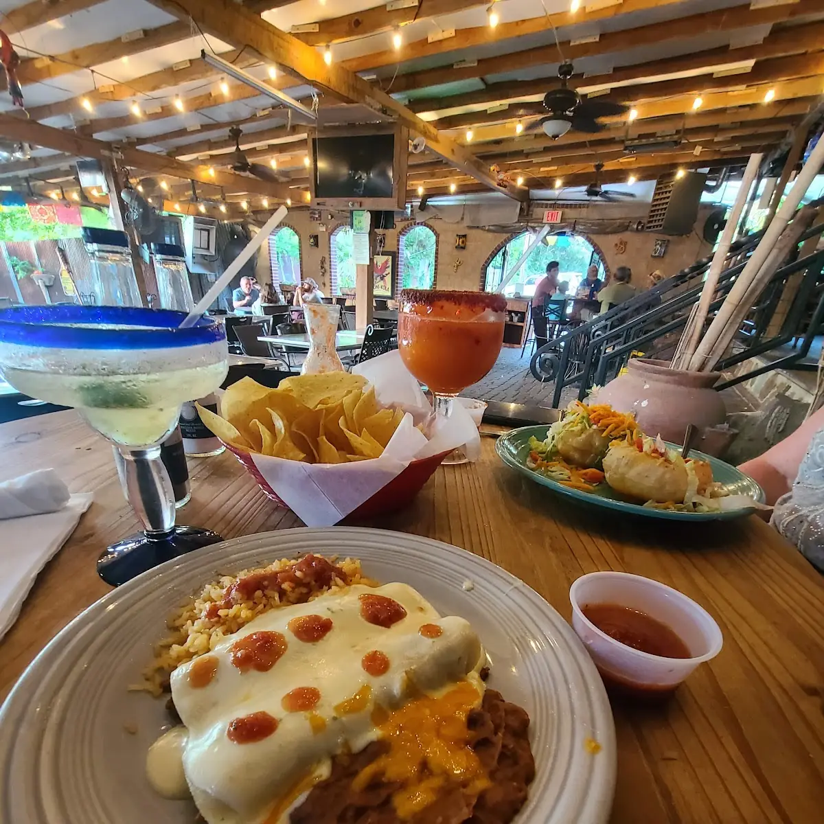 Enchiladas with Cheese Sauce and Puffy Tacos