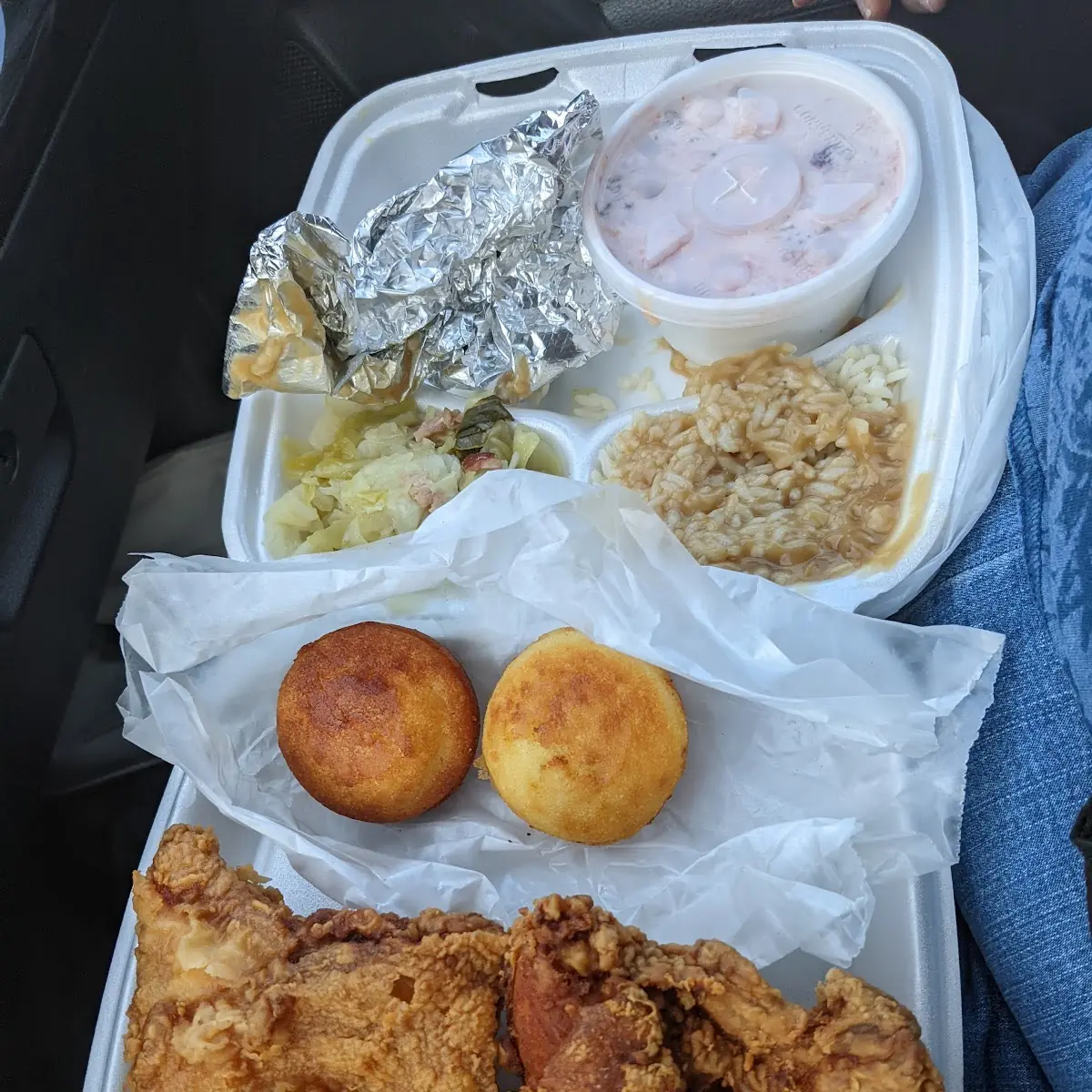 Fried Chicken Rice and Gravy Cabbage