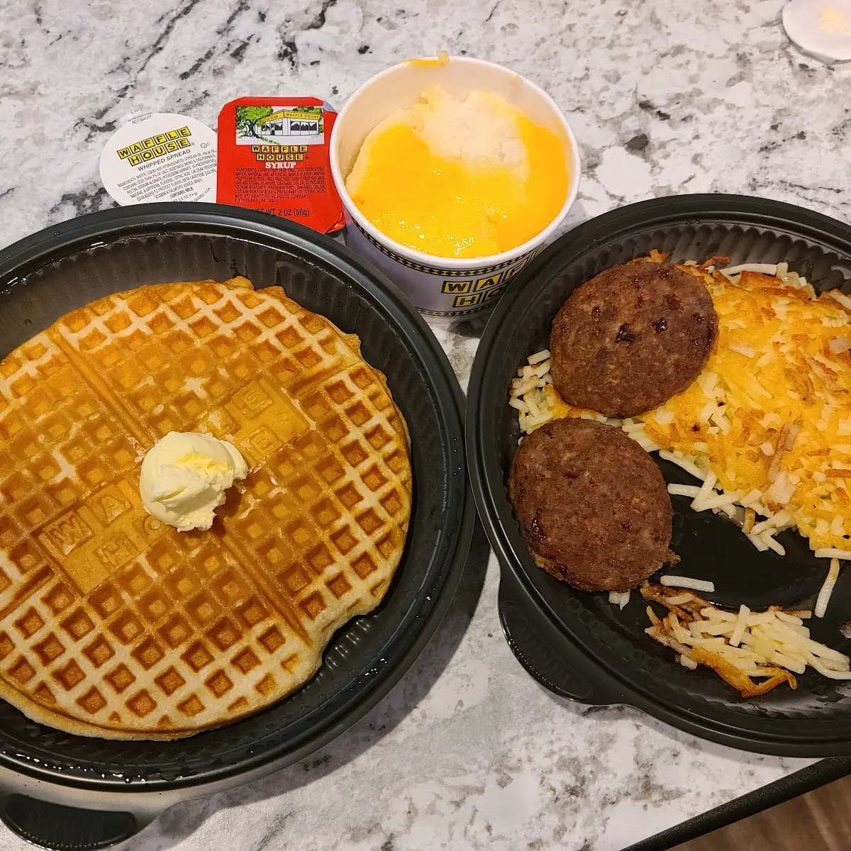 Waffle Hash Browns and Sausages