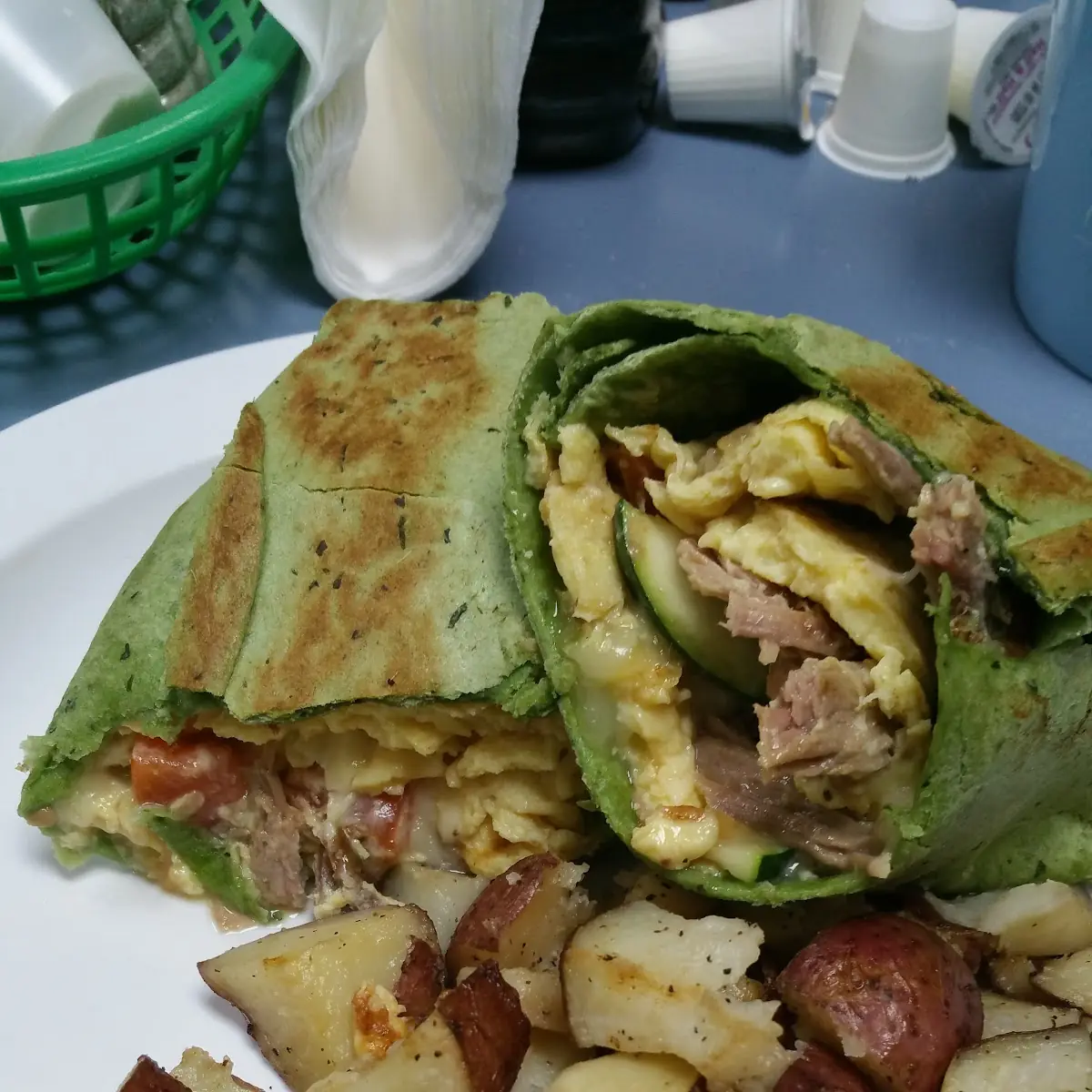 Breakfast Burrito with Spinach Wrap