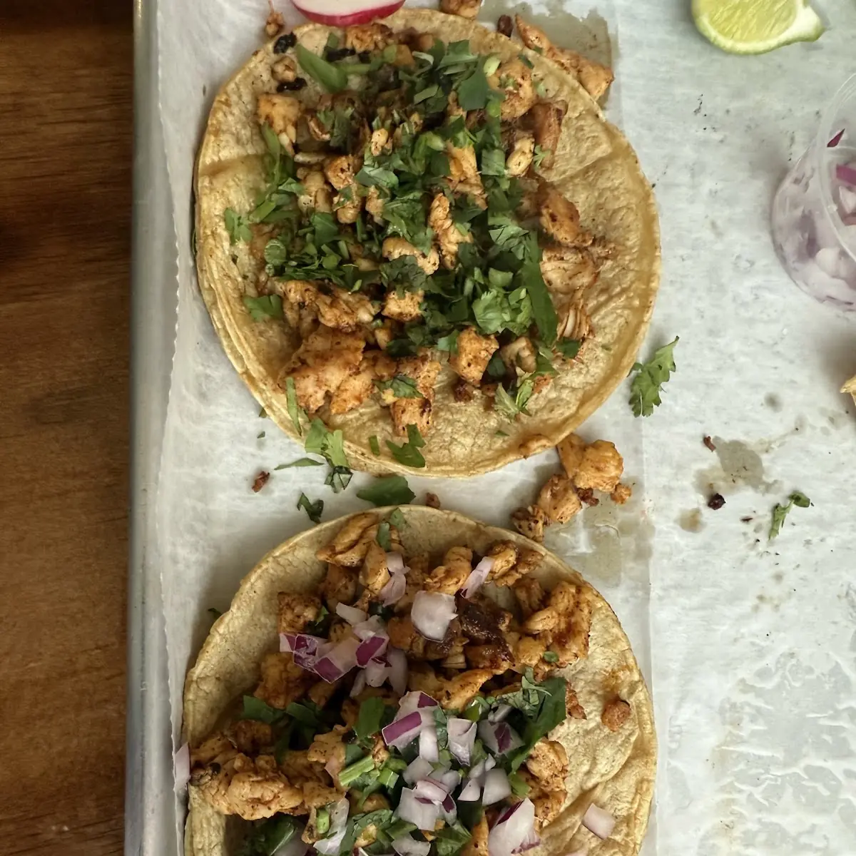 Chicken Tacos with Onions and Cilantro