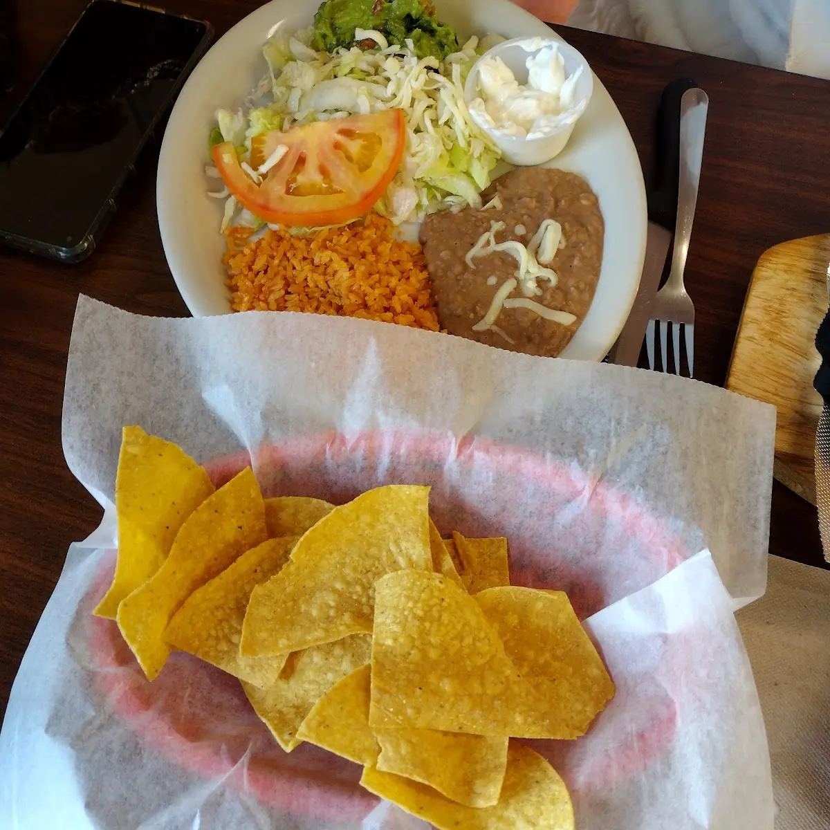Chips & Wife's Sides on Her Chicken Fajitas