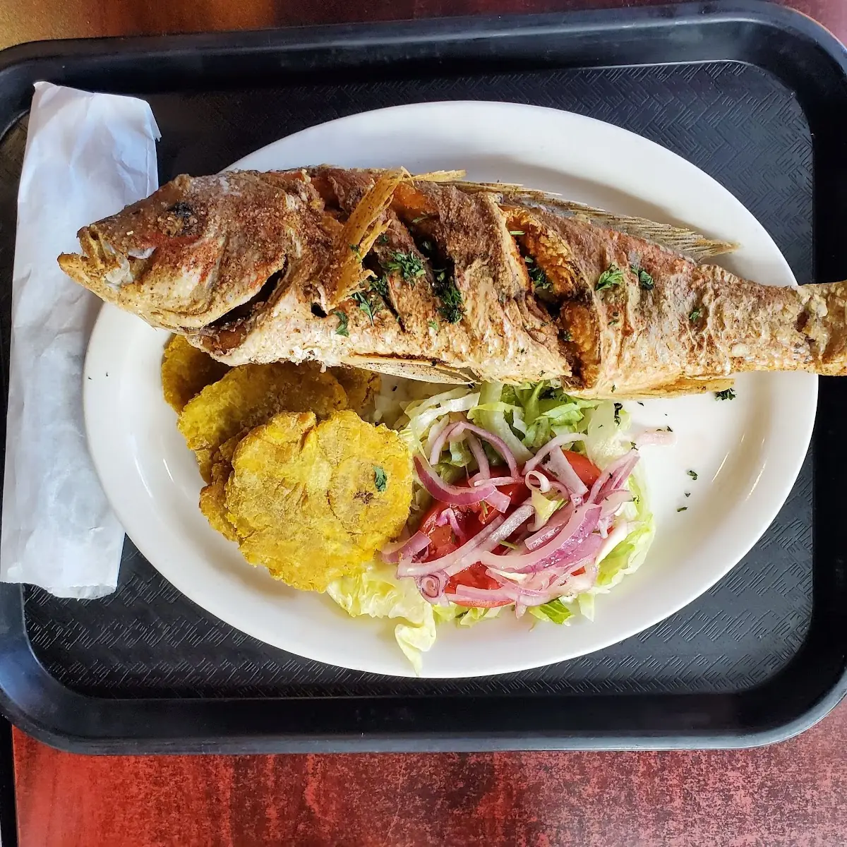 Whole Snapper with Tostones