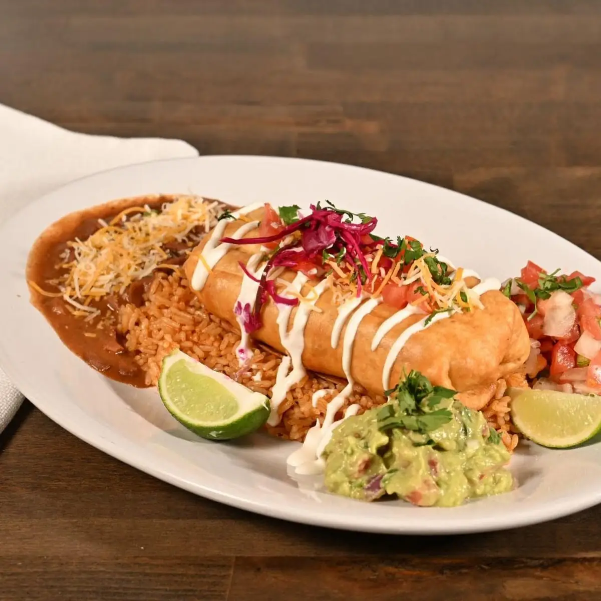 Golden Fried Burrito Rice and Beans
