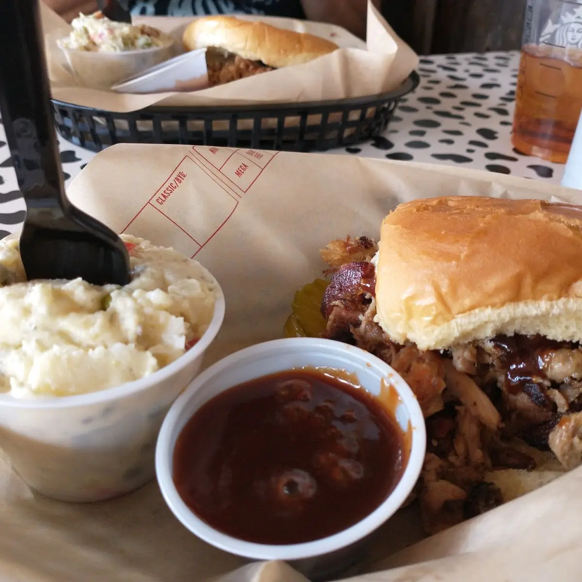 Barbecue Pork Sandwich with Potato Salad