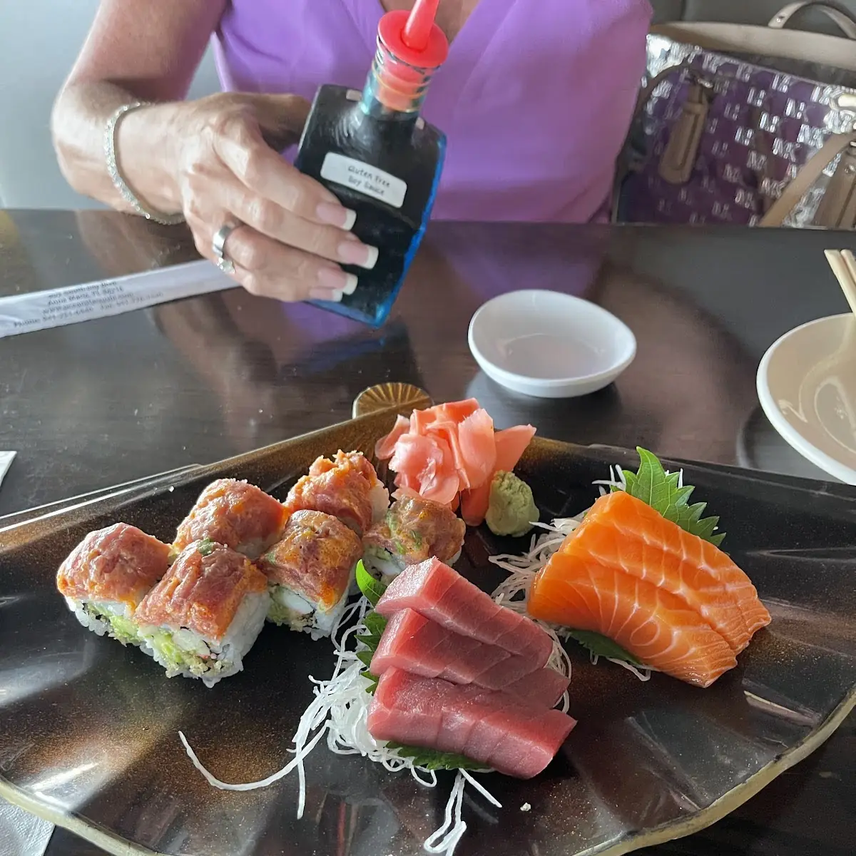 Fire Island Roll Tuna and Salmon Sashimi