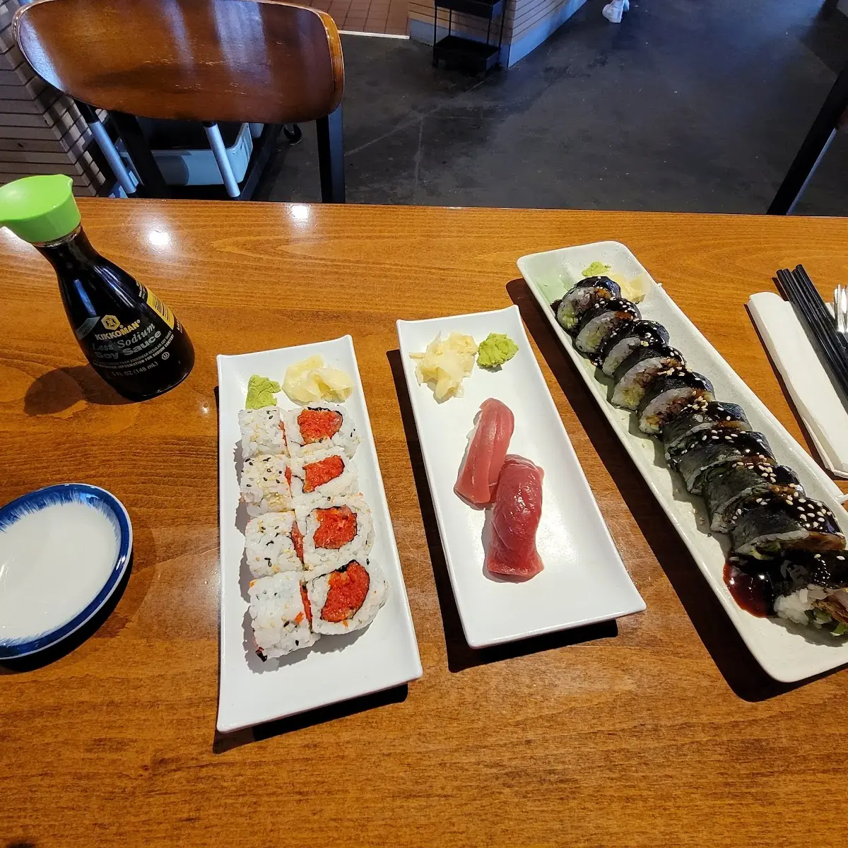 Spicy Tuna Roll Tuna Toro Sashimi and Soft Shell Crab Roll