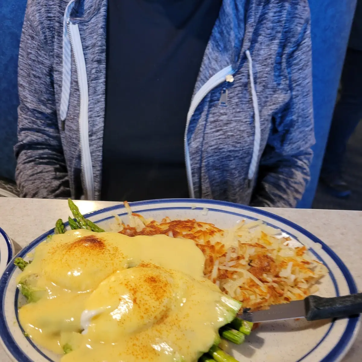 Eggs Benedict over Asparagus