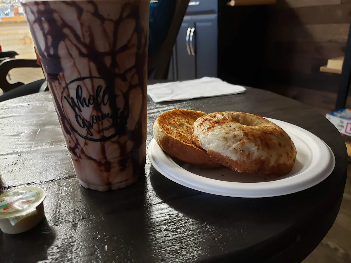 Frozen Choco Nut Coffee and Cinnamon Raisin Bagel
