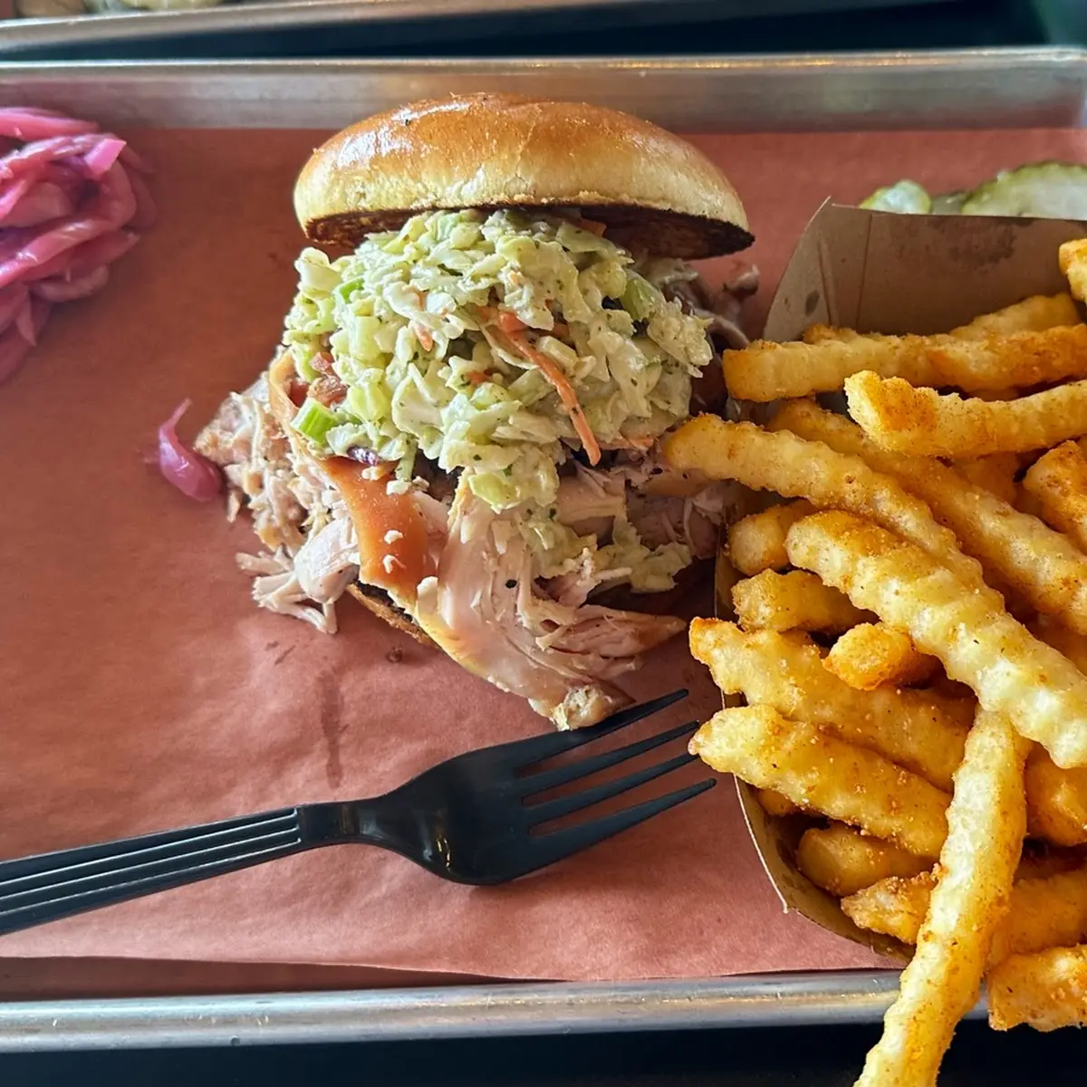 Pulled BBQ Chicken Sandwich with Coleslaw