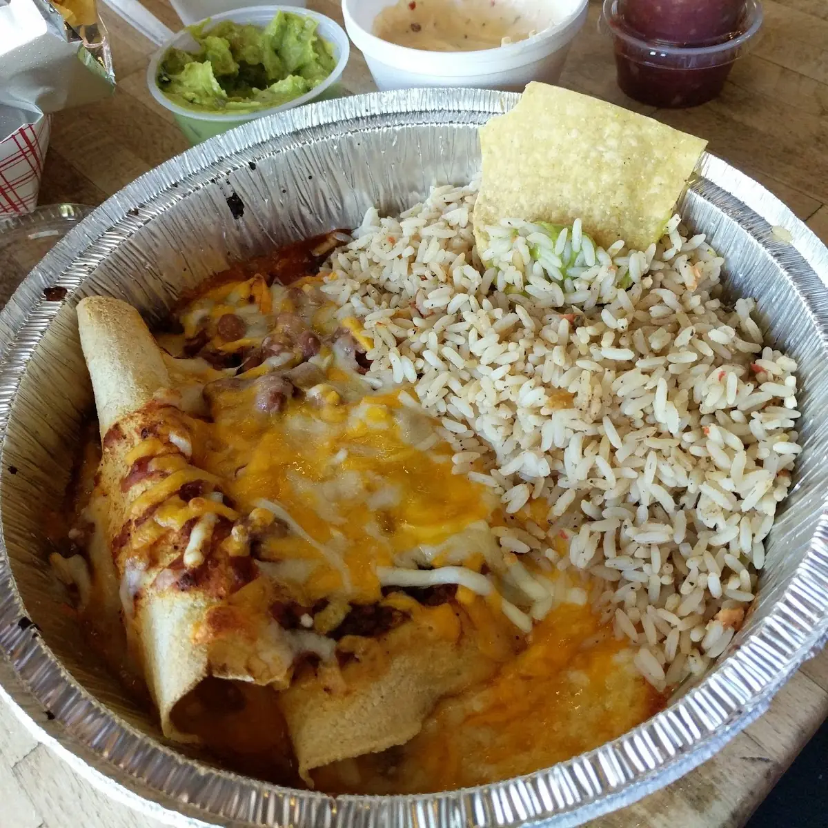 Bean and Cheese Enchiladas with Mexican Rice