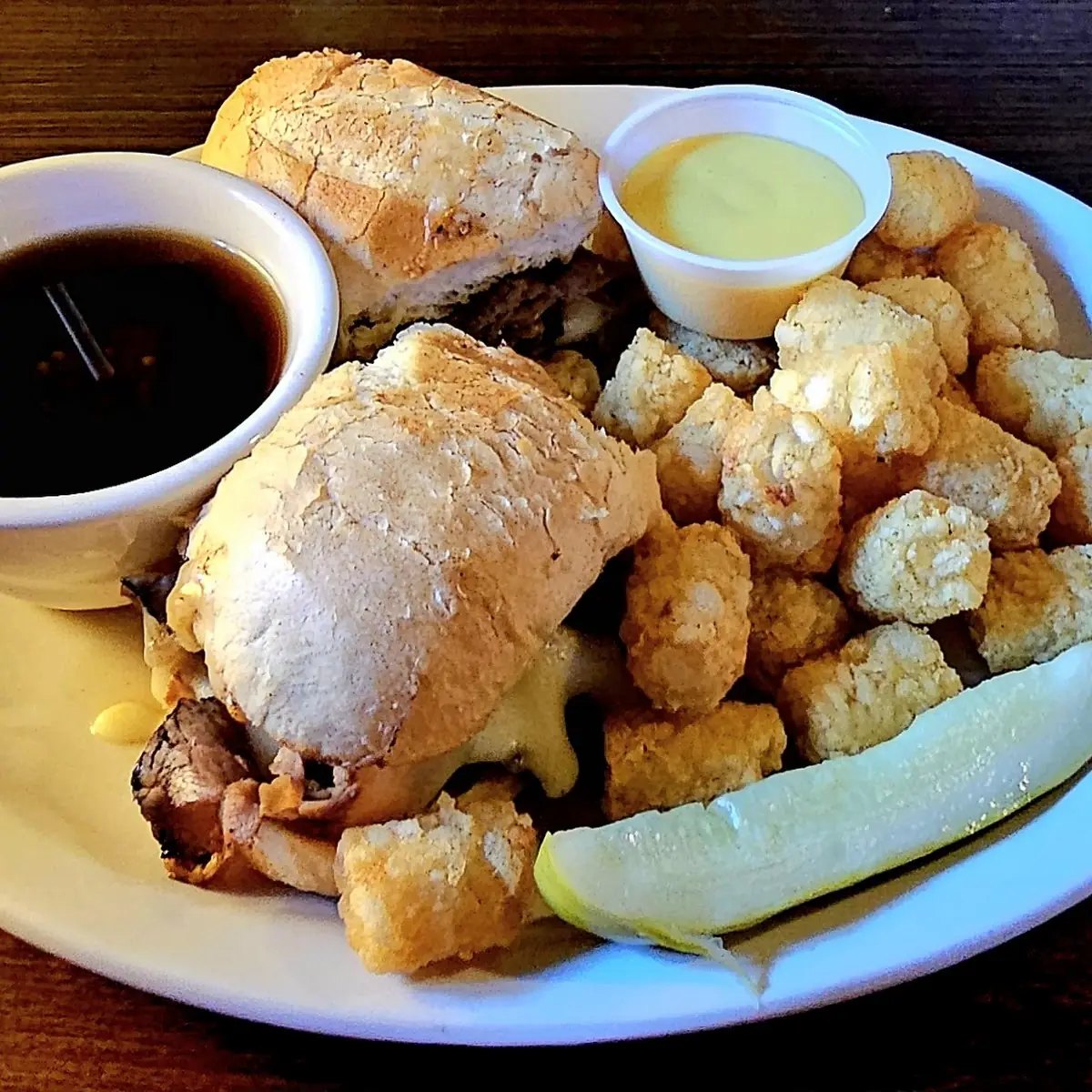 French Dip and Tater Tots
