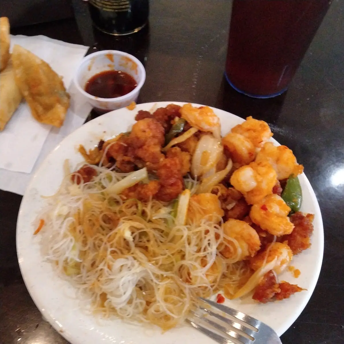 Noodles Spicy Shrimp and Chicken Spring Rolls