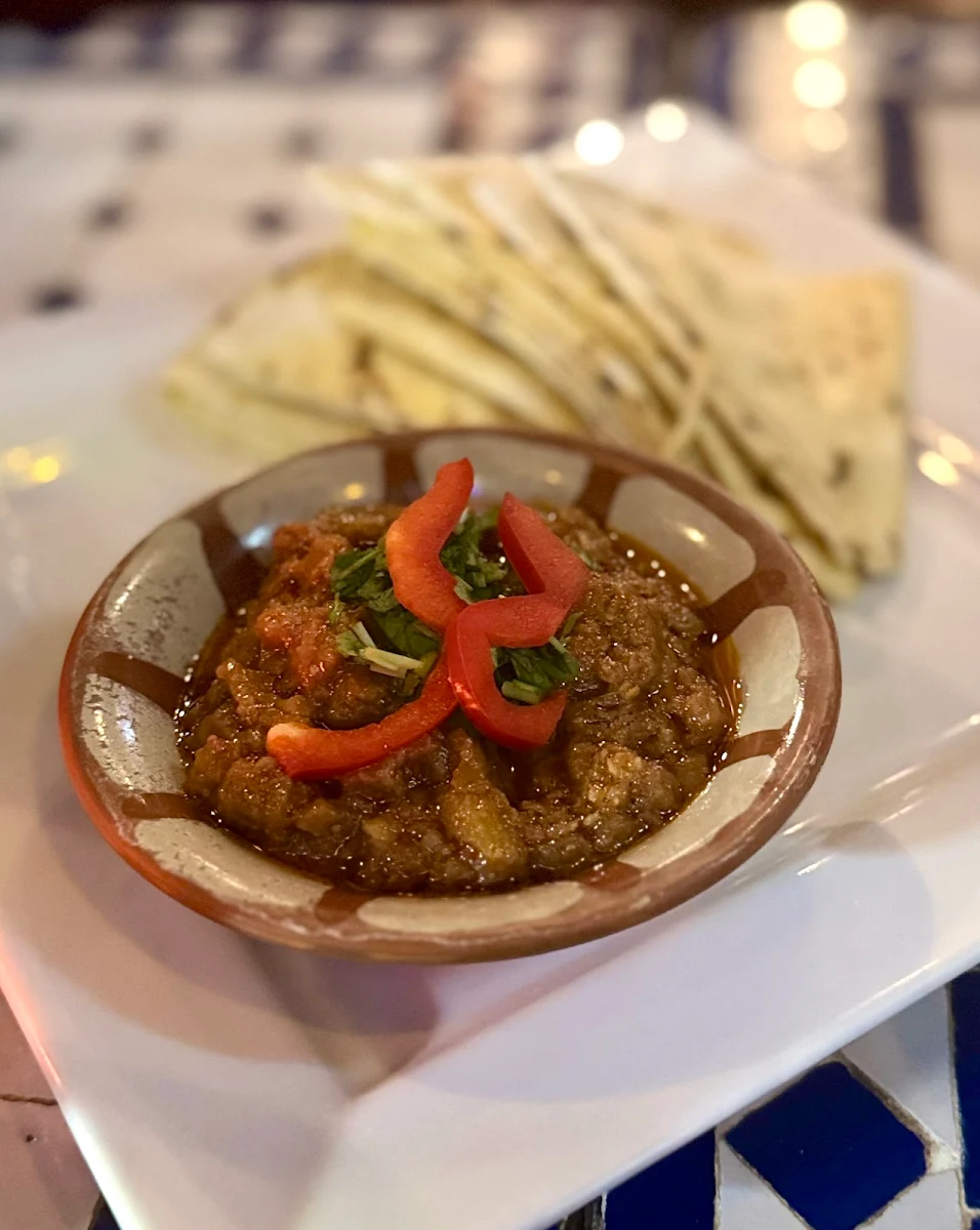 Zaalouk Eggplant Dip, Marrakech Restaurant