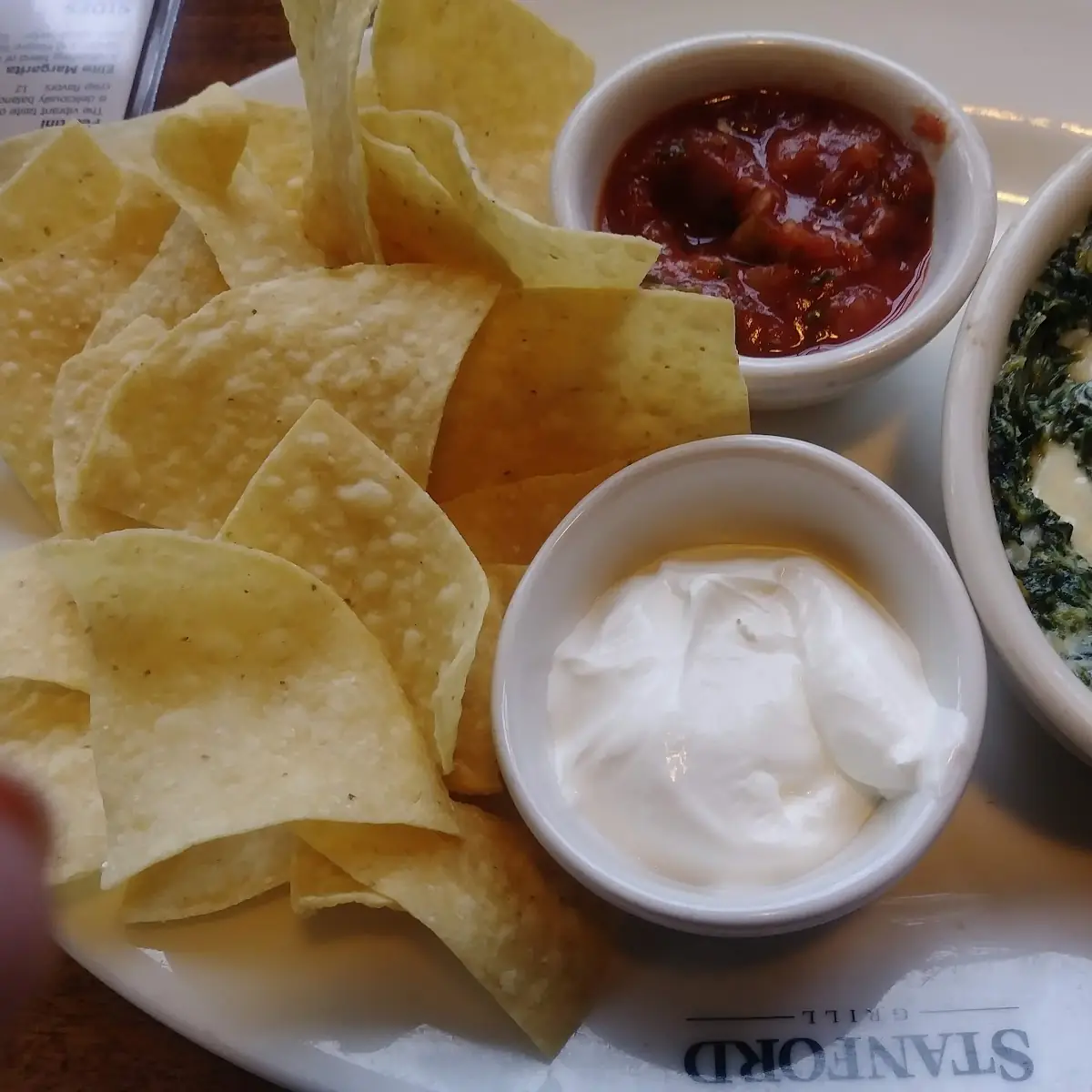Spinach Dip and Chips and Salsa