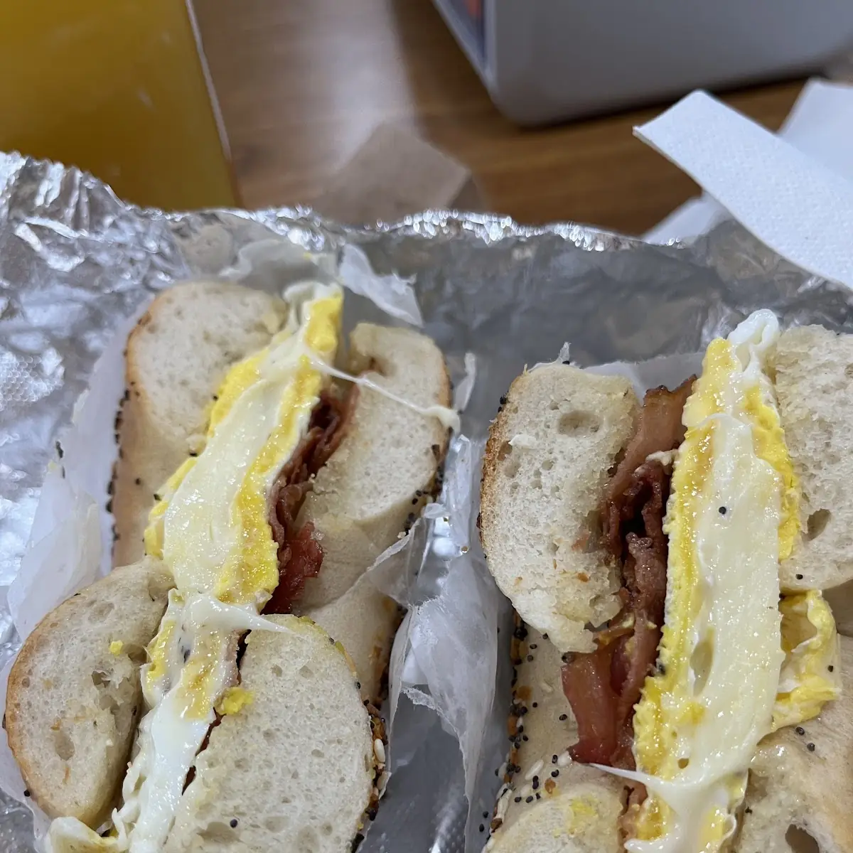 Ham Egg Cheddar Bagel