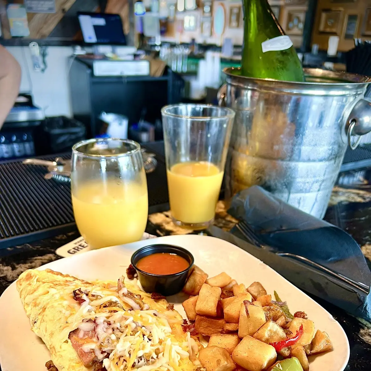 Meat Lovers Omelette with Breakfast Potatoes