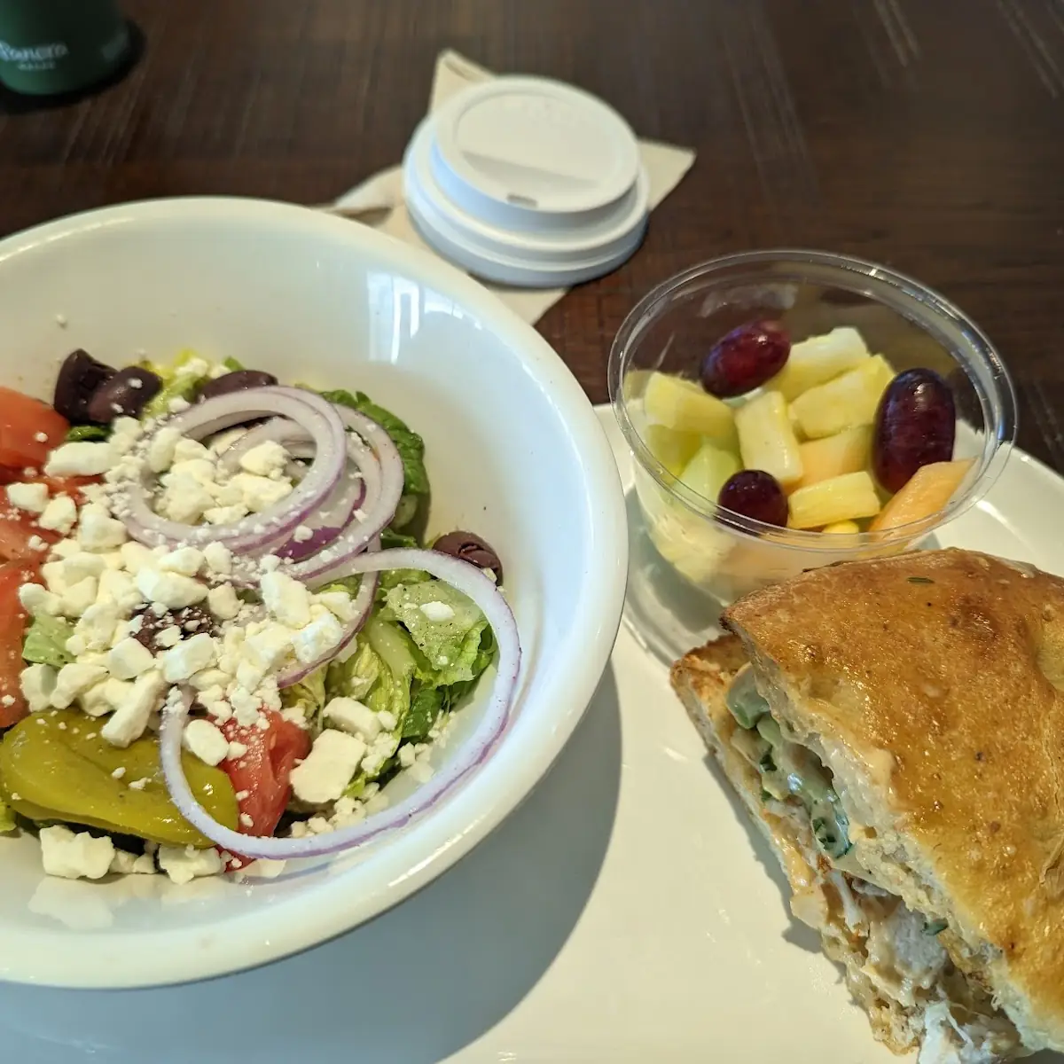 Greek Salad with Half Chicken Panini Sandwich