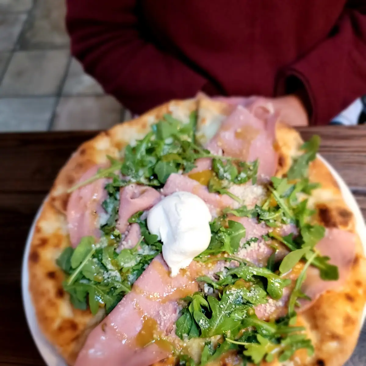 Prosciutto Arugula and Cheese Pizza