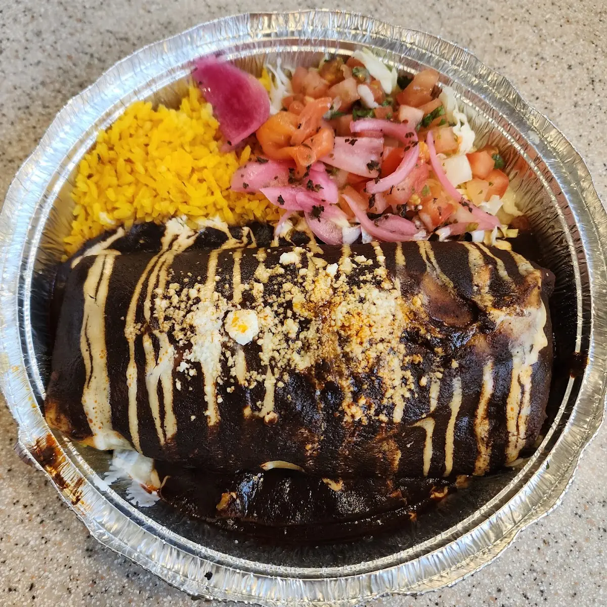 Carne Asada Burrito w Mole Smother