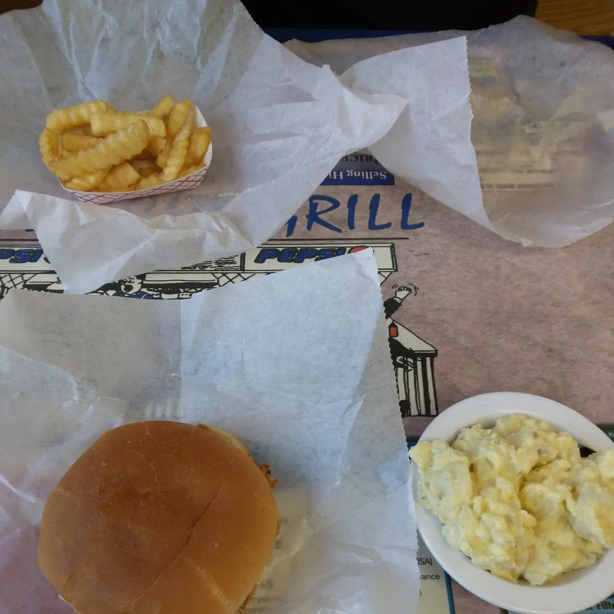 Barbque Sandwich and Potato Salad