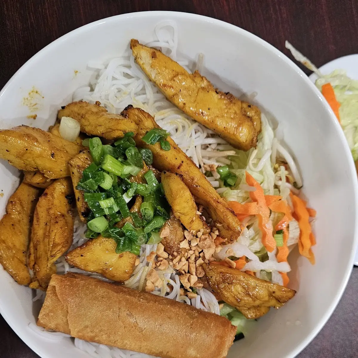 Vermicelli with Grilled Chicken and Eggroll