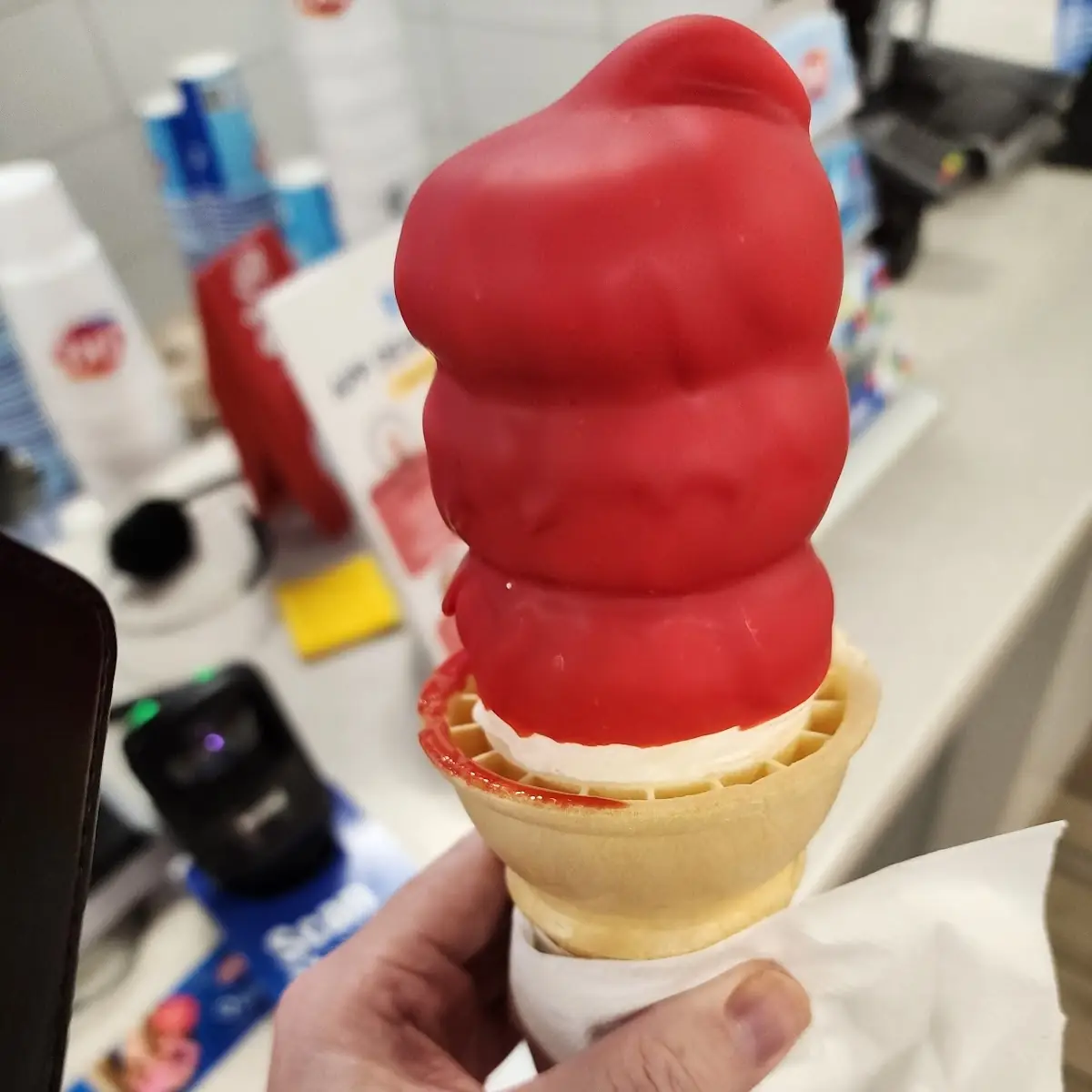 Large Cherry Dipped Vanilla Cone