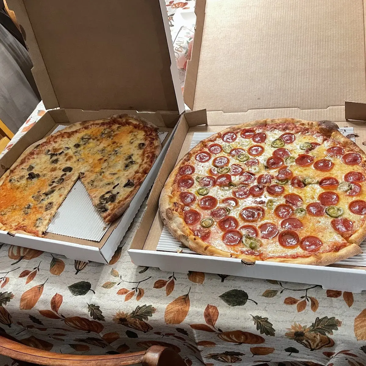 Mushroom Pizza and Jalapeño Pizza